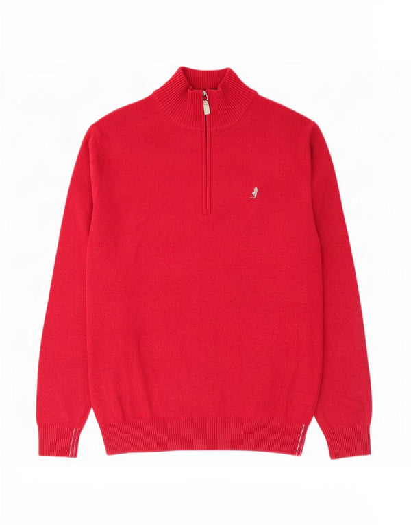 Marlboro Classics Mens Zip Neck Jumper Sweater Large Red Wool