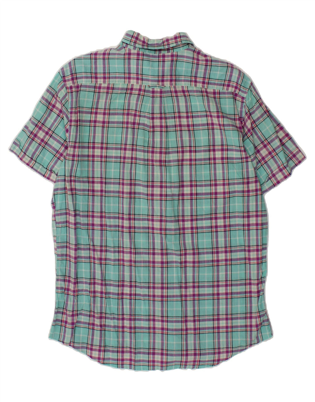 IZOD Mens Short Sleeve Shirt Large Turquoise Check Cotton Vintage Izod and Second-Hand Izod from Messina Hembry 
