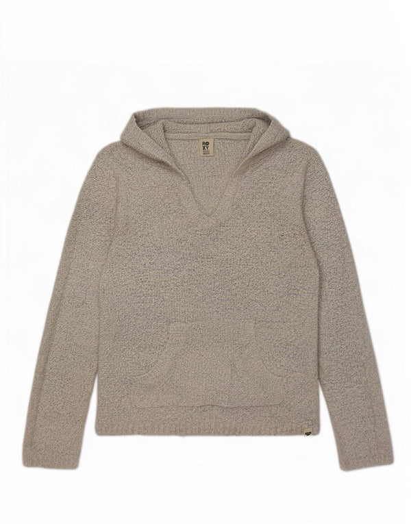Maglione con cappuccio da donna Roxy UK 12 Cotone grigio medio