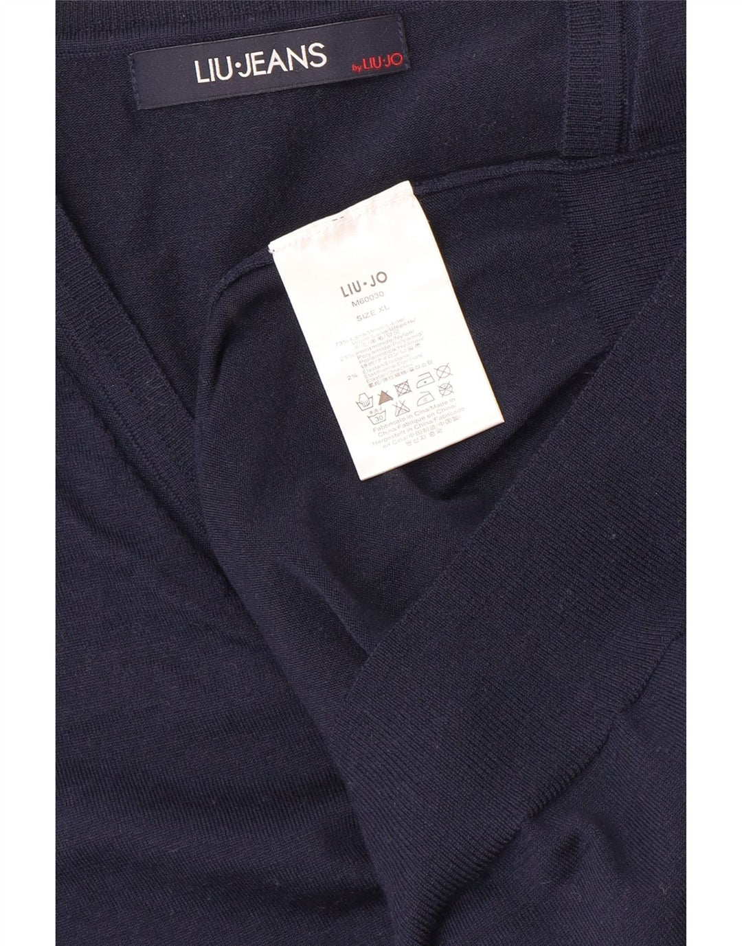 LIU JO Maglione da donna con scollo a V UK 18 XL Lana blu navy