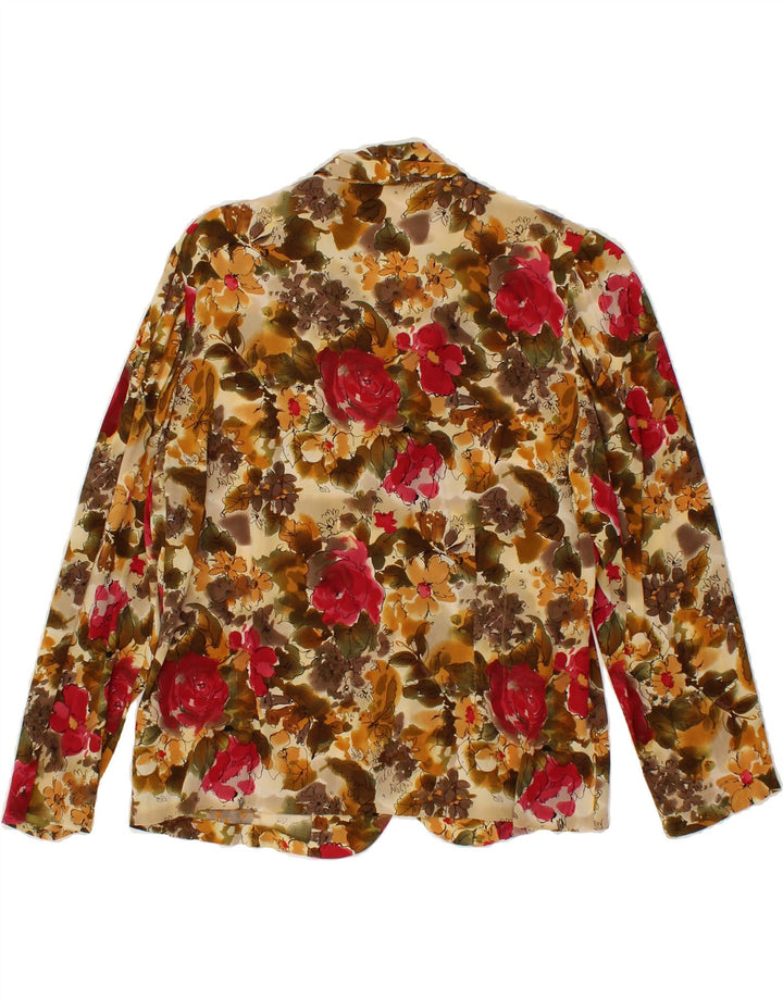 VINTAGE Womens 4 Button Blazer Jacket UK 12 Medium Multicoloured Floral Vintage Vintage and Second-Hand Vintage from Messina Hembry 