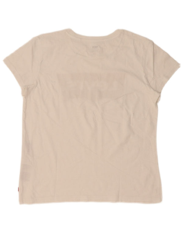 T-shirt grafica da donna Levi's Top UK 16 grande cotone bianco