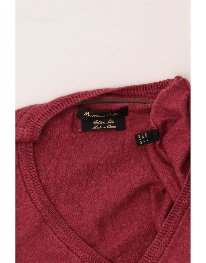 MASSIMO DUTTI Mens V-Neck Jumper Sweater Large Burgundy Cotton Vintage Massimo Dutti and Second-Hand Massimo Dutti from Messina Hembry 