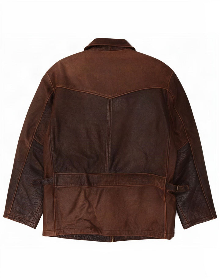 Oakwood Mens Leather Jacket UK 38 Medium Brown
