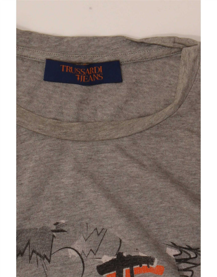 T-shirt grafica da uomo Trussardi Jeans Top piccola grigia