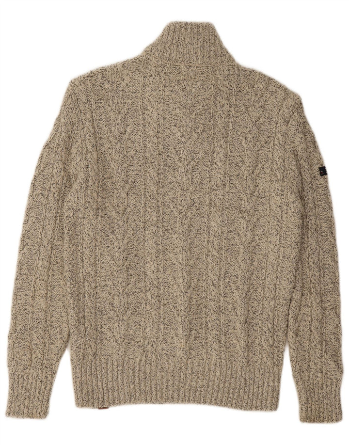 Maglione da uomo con zip e collo SUPERDRY XL Acrilico chiazzato beige
