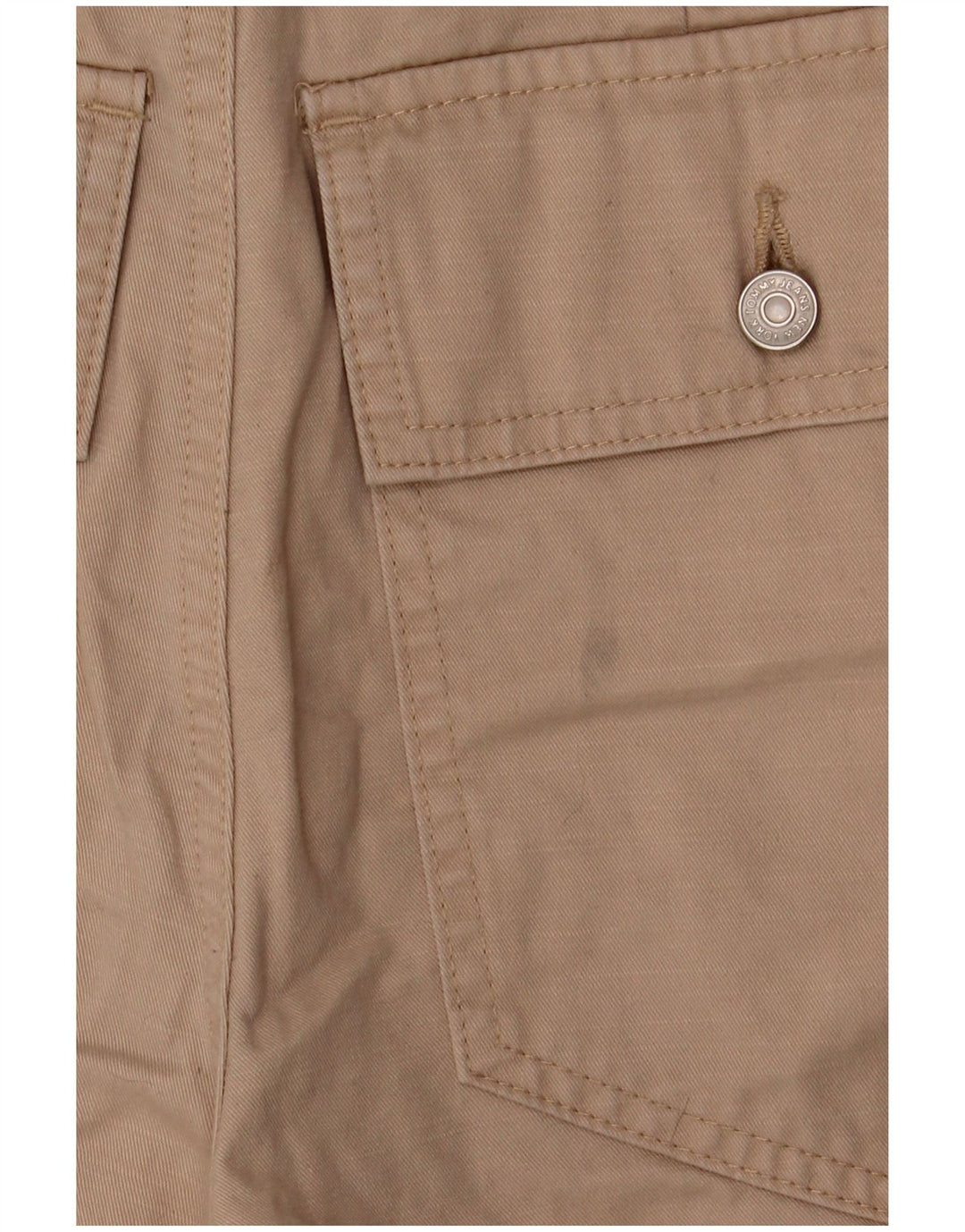 Pantaloncini cargo a vita alta da donna Tommy Hilfiger W26 piccoli beige
