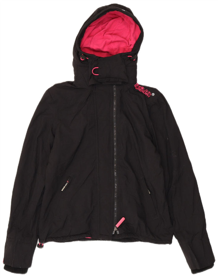 Giacca a vento da donna con cappuccio SUPERDRY UK 14 media nera