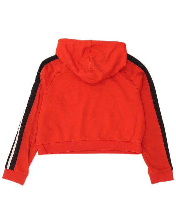 Felpa con cappuccio oversize corta da donna Adidas UK 10 Small Red Colourblock