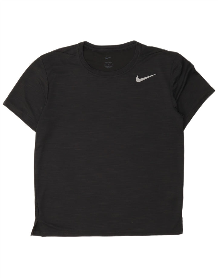 T-shirt Nike da uomo Dri Fit, top in poliestere chiazzato nero medio
