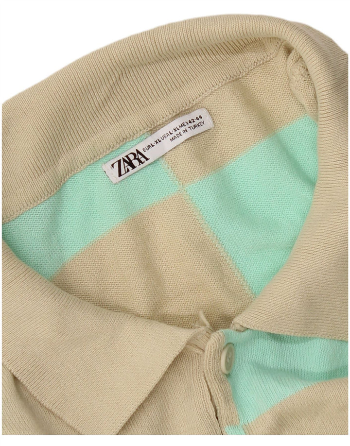 Polo Zara da uomo grande beige geometrica