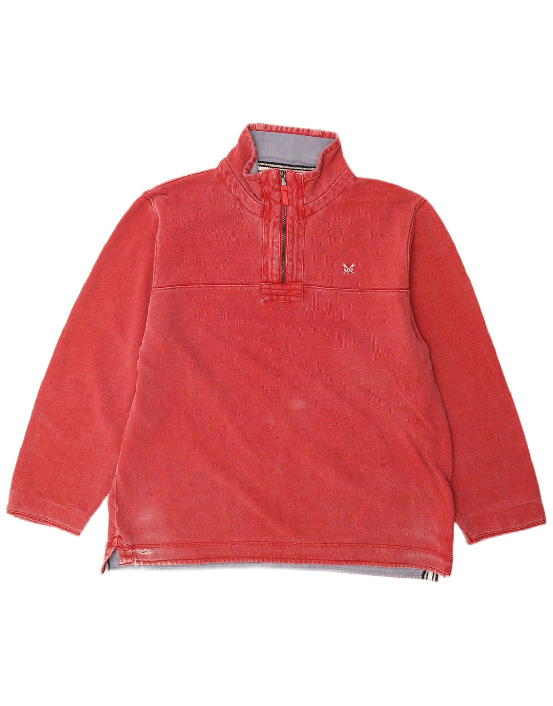 Crew Clothing Felpa con collo con zip da uomo Maglione 2XL Cotone rosso