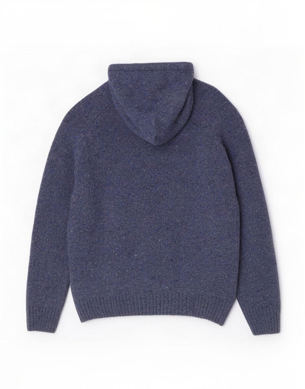 Maglione maglione ampio con cappuccio da donna Aran UK 14 Blu medio screziato