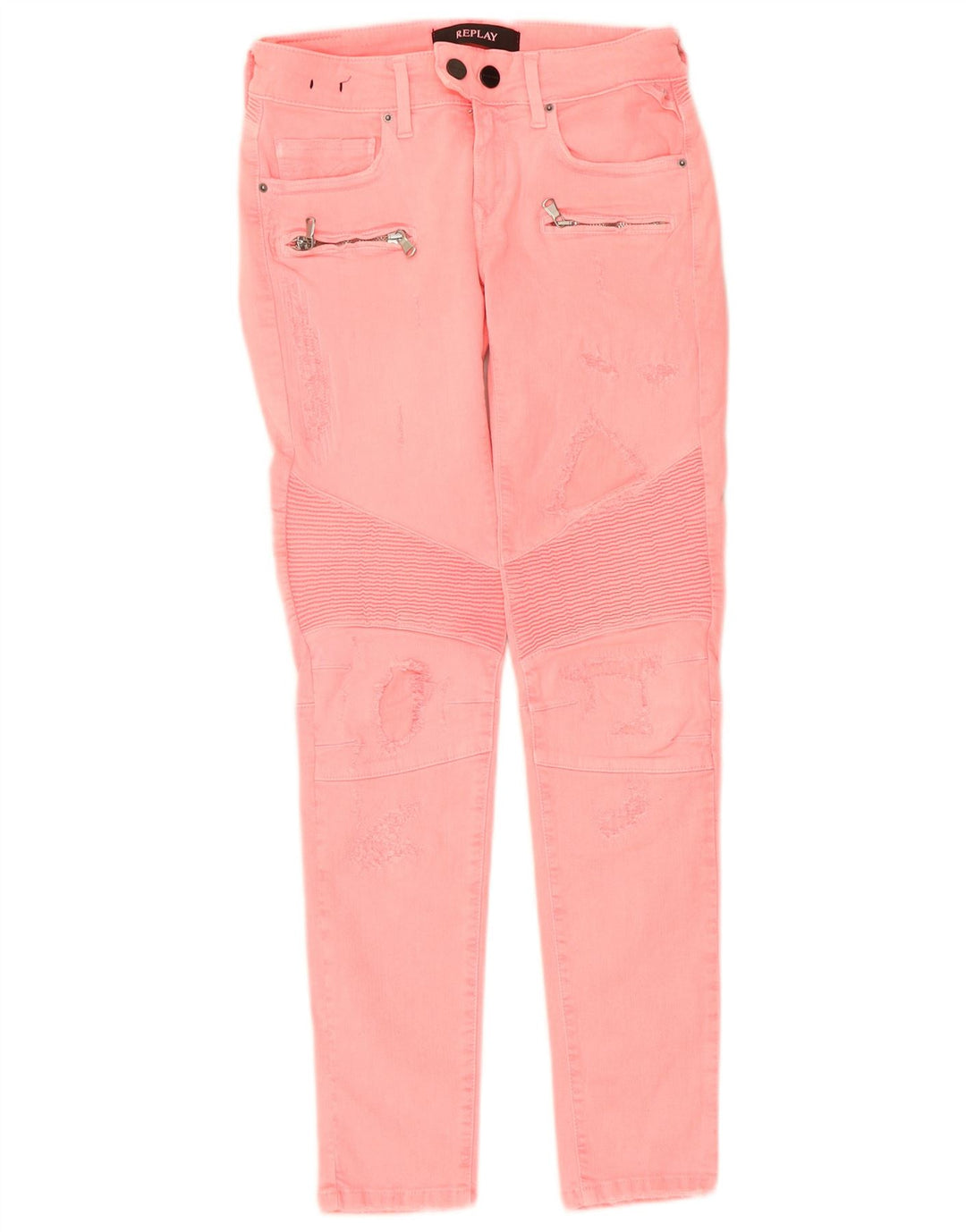 REPLAY Jeans skinny effetto invecchiato da donna W24 L28 cotone rosa