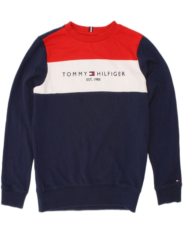 Tommy Hilfiger Ragazzi Felpa Maglione 9-10 anni Blu Navy Colourblock