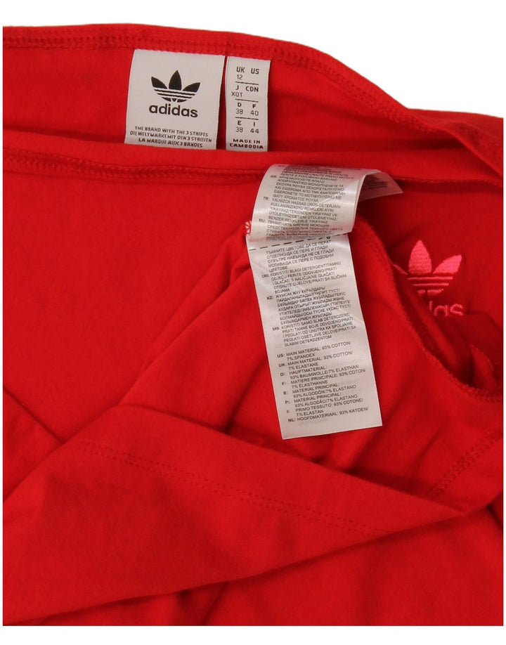 Abito da donna Mini Off spalla Adidas UK 12 cotone rosso medio