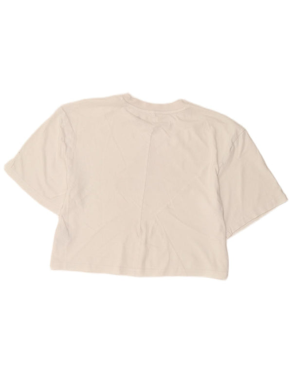 T-shirt grafica corta da donna Adidas UK 6 XS cotone bianco