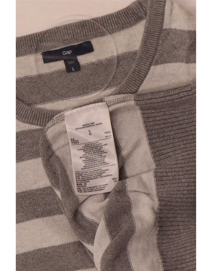 Gap Maglione girocollo da uomo girocollo in cotone a righe grandi grigie