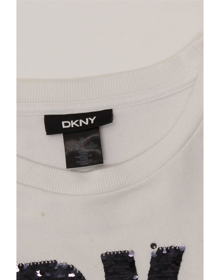 Felpa grafica da donna Dkny Jumper UK 14 Medium White