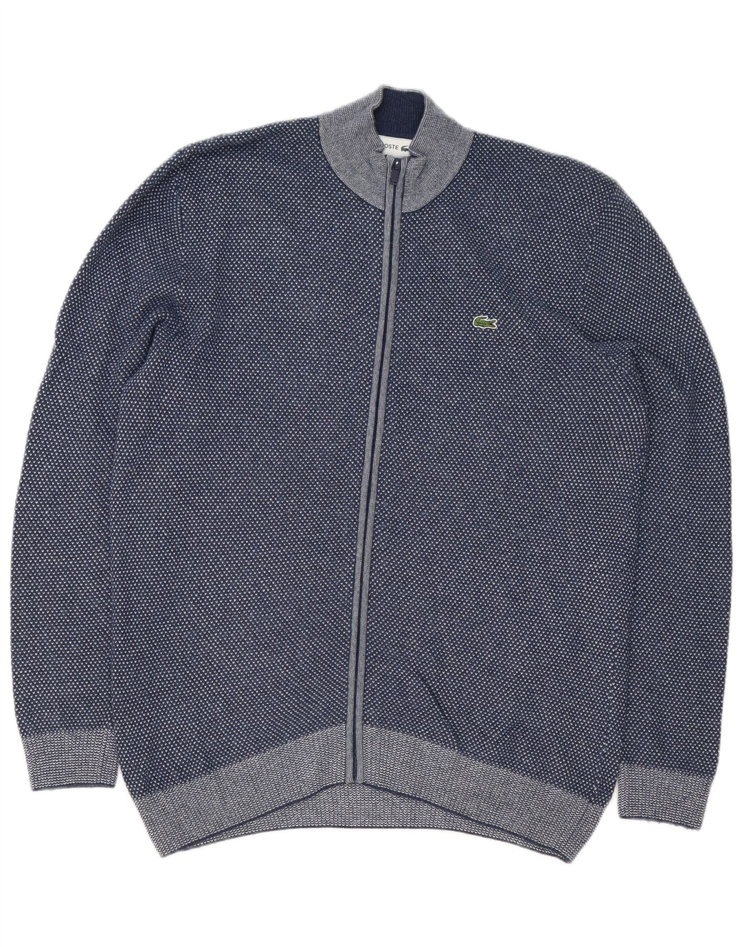 Maglione cardigan da uomo Lacoste taglia 5 grande blu navy screziato