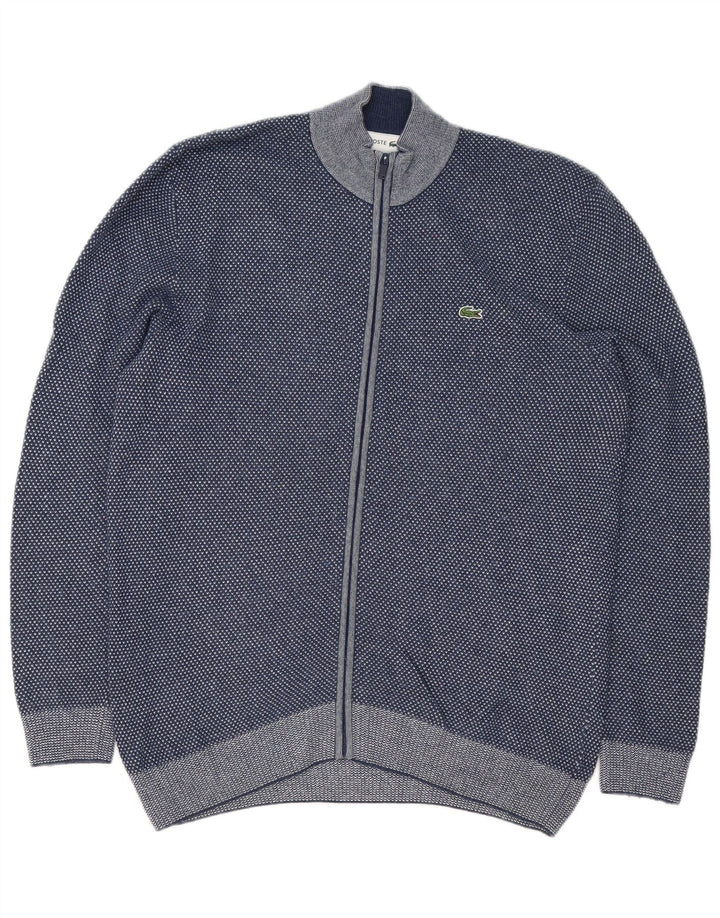 Maglione cardigan da uomo Lacoste taglia 5 grande blu navy screziato