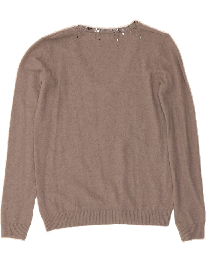ZARA Womens V-Neck Jumper Sweater UK 16 Large Grey Vintage Zara and Second-Hand Zara from Messina Hembry 