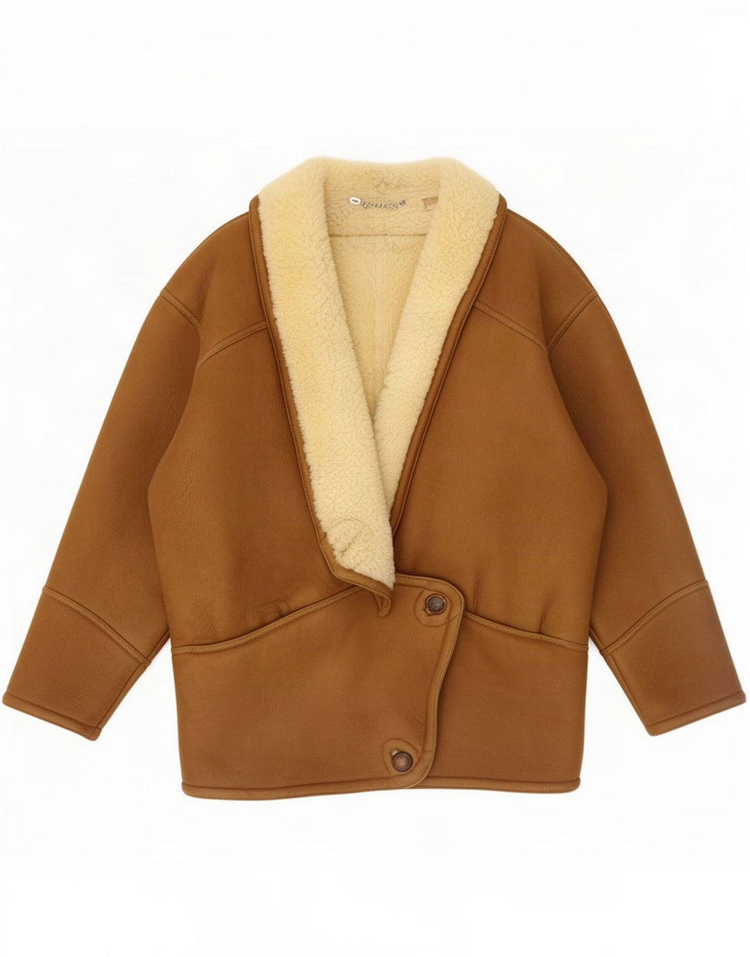 Giacca oversize in shearling vintage da donna UK 14 Marrone medio Colourblock