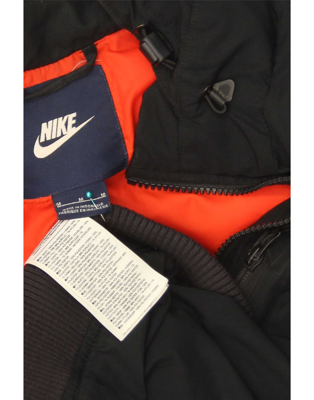 Giacca imbottita con cappuccio Nike da uomo UK 38 Medium Black Colourblock poliestere