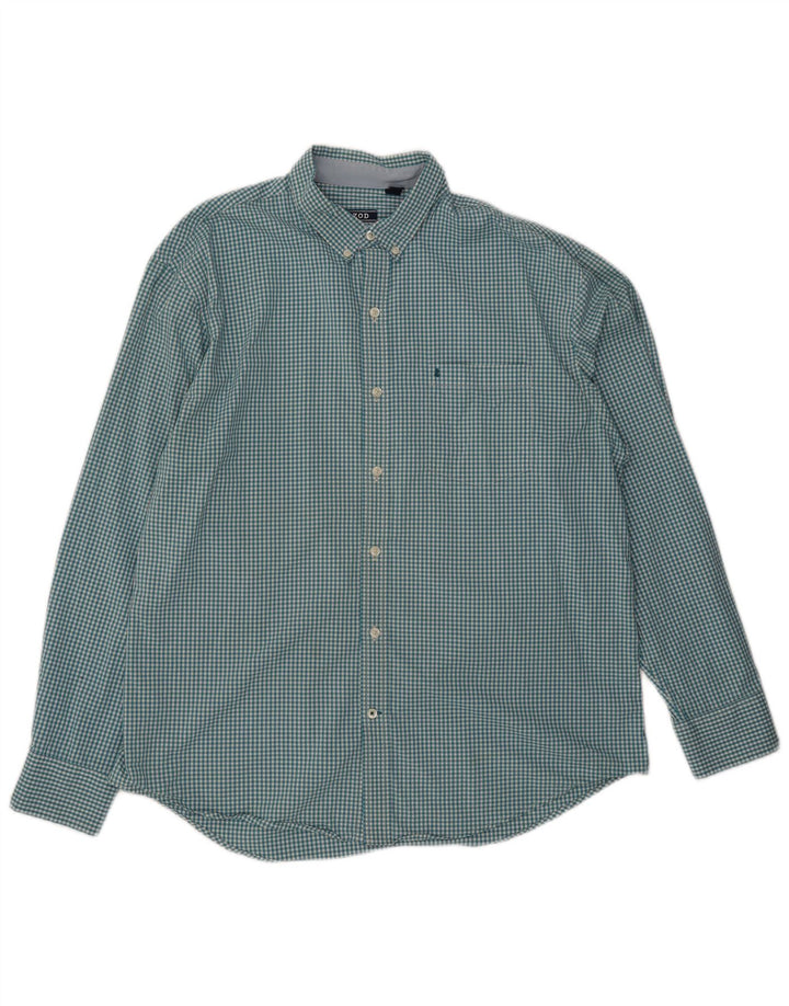 Camicia da uomo Izod grande in cotone a quadretti blu
