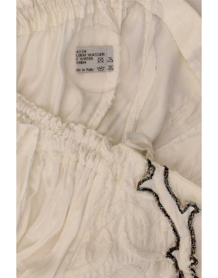 Gonna svasata da donna vintage W27 piccola in viscosa floreale bianca