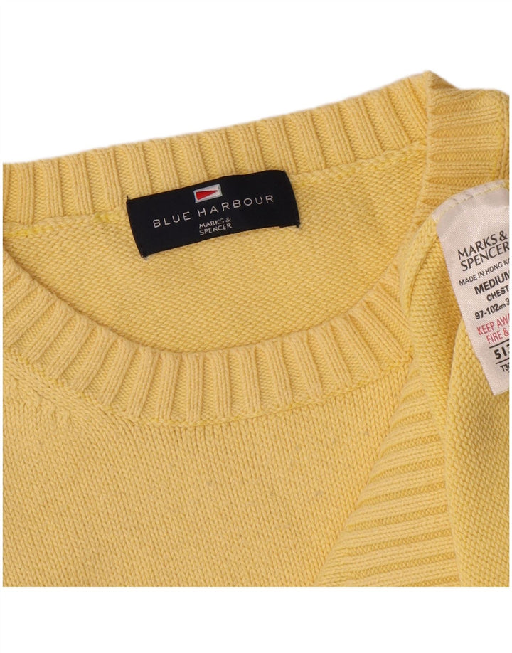Maglione maglione girocollo da uomo Marks & Spencer blu Harbour giallo medio