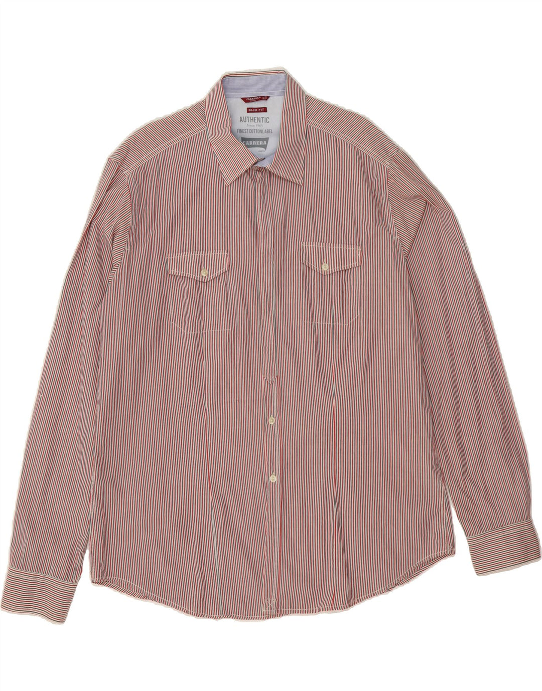CARRERA Mens Slim Fit Shirt 2XL Red Striped Cotton Vintage Carrera and Second-Hand Carrera from Messina Hembry 