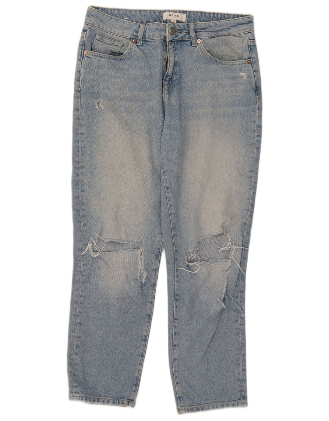 Jeans ritagliati effetto consumato da donna Reiss W29 L26 cotone blu