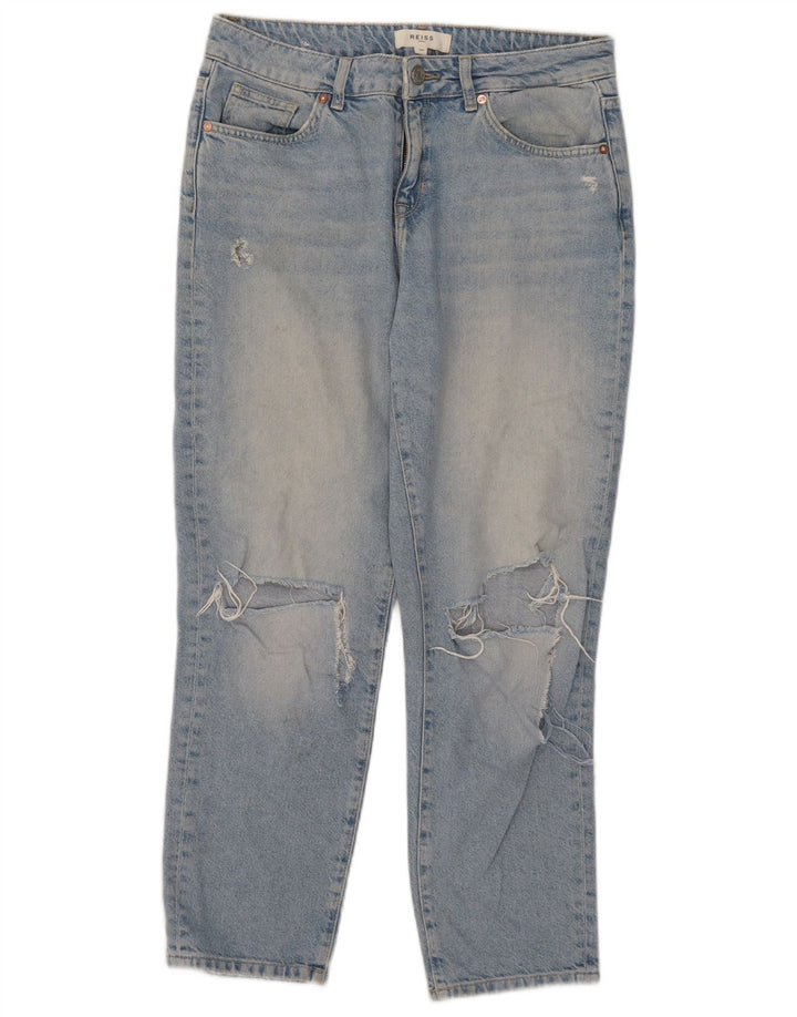 Jeans ritagliati effetto consumato da donna Reiss W29 L26 cotone blu