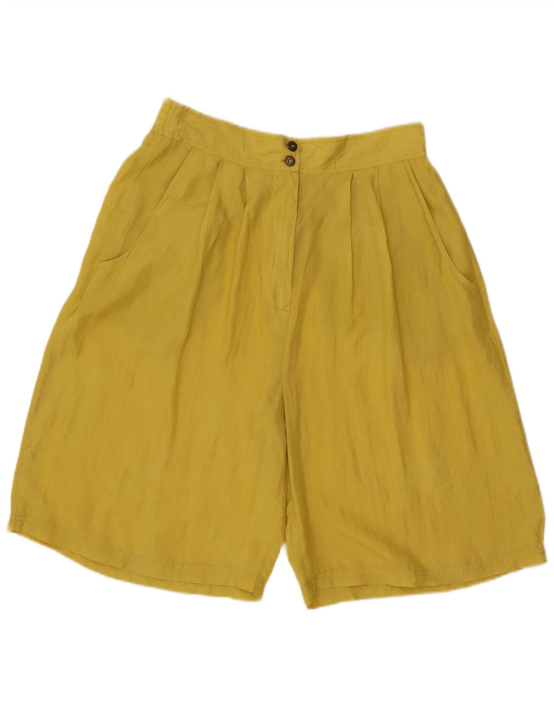 Pantaloncini Bermuda con pegging a vita alta da donna MPG IT 44 medio W29 seta gialla