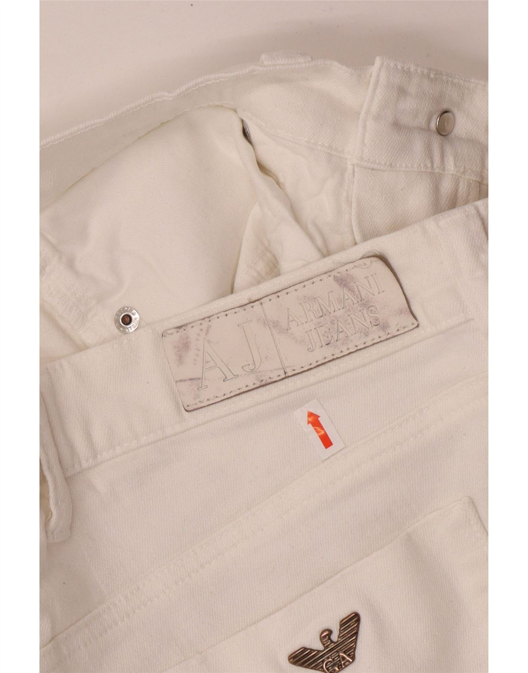 Jeans dritti regolari da donna Armani W29 L30 cotone bianco