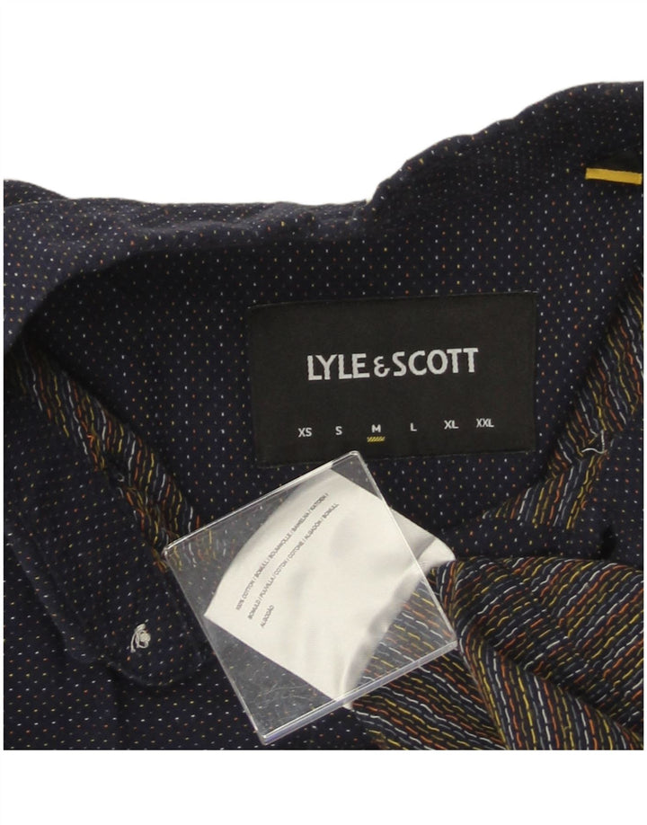 Camicia da uomo LYLE & SCOTT in cotone maculato medio blu navy