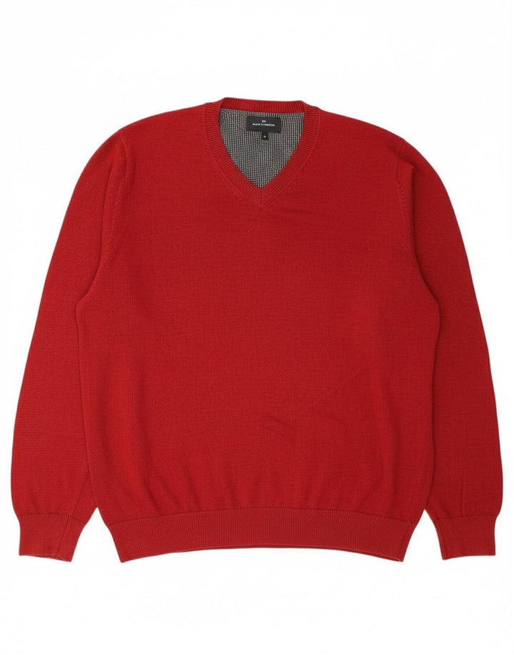 BLUE HARBOUR Mens V-Neck Jumper Sweater XL Red Cotton