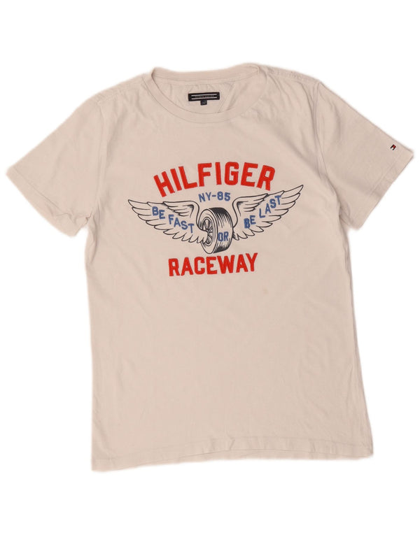 T-shirt grafica per ragazzi Tommy Hilfiger Top 14-15 anni in cotone bianco