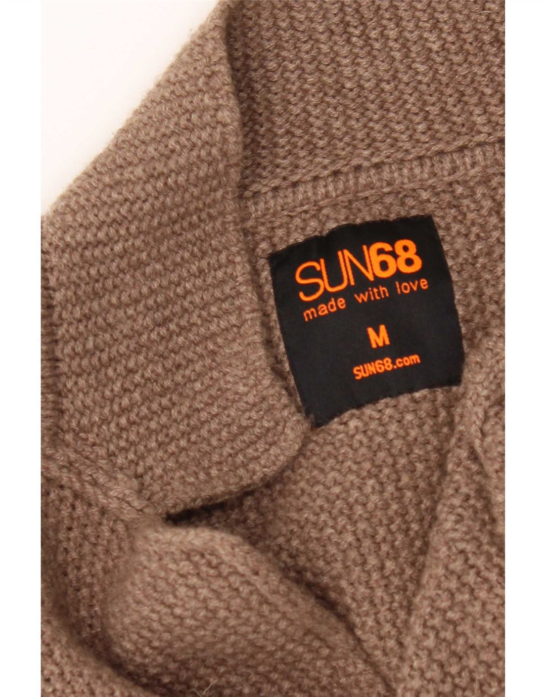 Maglione cardigan da uomo Sun68 in lana marrone medio