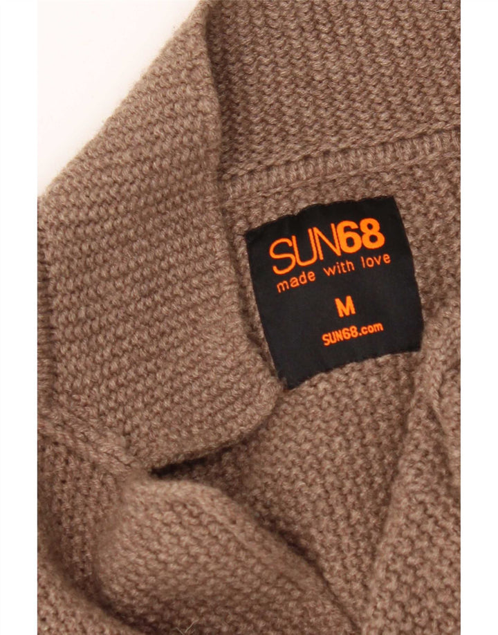 Maglione cardigan da uomo Sun68 in lana marrone medio