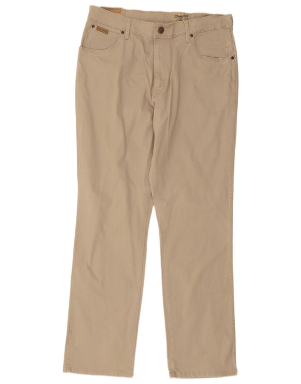 Wrangler Mens Straight Casual Trousers W36 L32 Beige Cotton