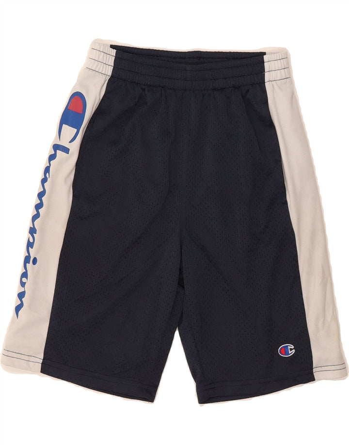 CHAMPION Boys Sport Shorts 10-11 Years Medium Navy Blue Colourblock Vintage Champion and Second-Hand Champion from Messina Hembry 