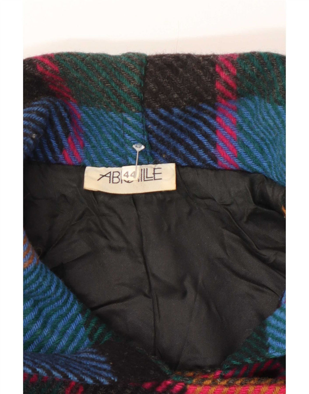 Cappotto doppiopetto vintage da donna con cappuccio EU 44 XL scozzese multicolore