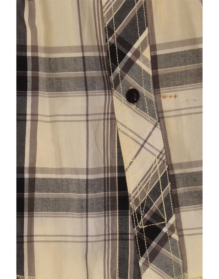 Camicia militare a maniche corte da uomo Lee in cotone scozzese beige medio