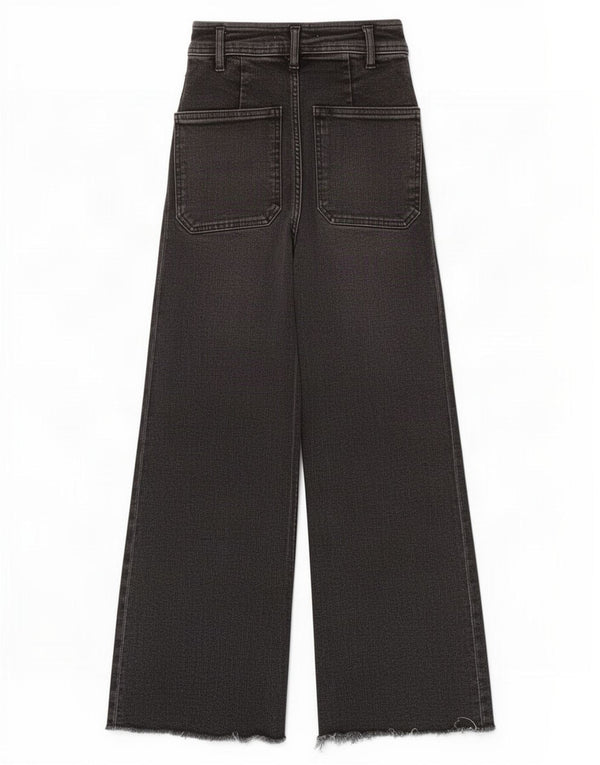 Zara Womens The Marine High Waist Wide Leg Jeans EU 32 2XS W22 L28 Grey