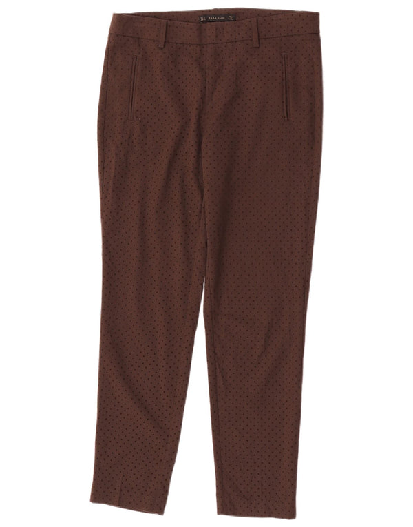 Zara Womens Slim Chino Trousers EU 38 Small W28 L28 Brown Spotted Polyester