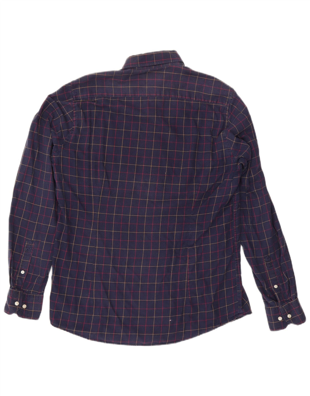 Barbour Uomo Camicia in flanella su misura in cotone a quadri blu navy medio