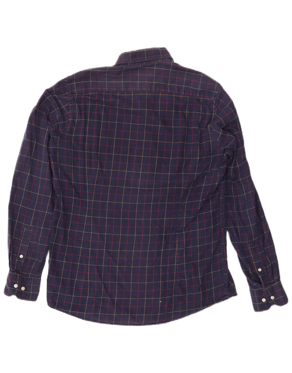 Barbour Uomo Camicia in flanella su misura in cotone a quadri blu navy medio
