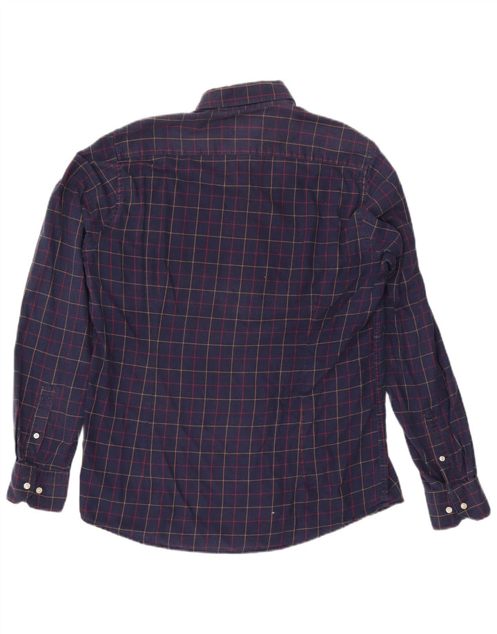 Barbour Uomo Camicia in flanella su misura in cotone a quadri blu navy medio